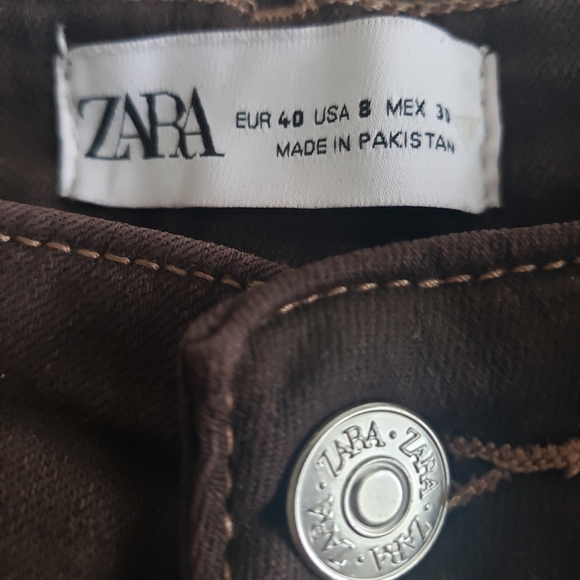 Zara high waist skinny jeans brown size 8 - Picture 3 of 5